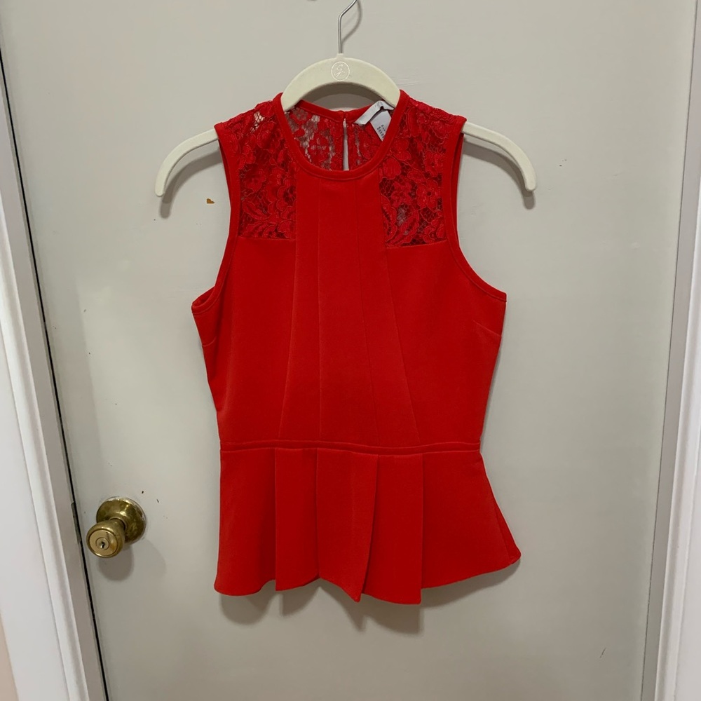 H&M Vibrant Red Lace Peplum top